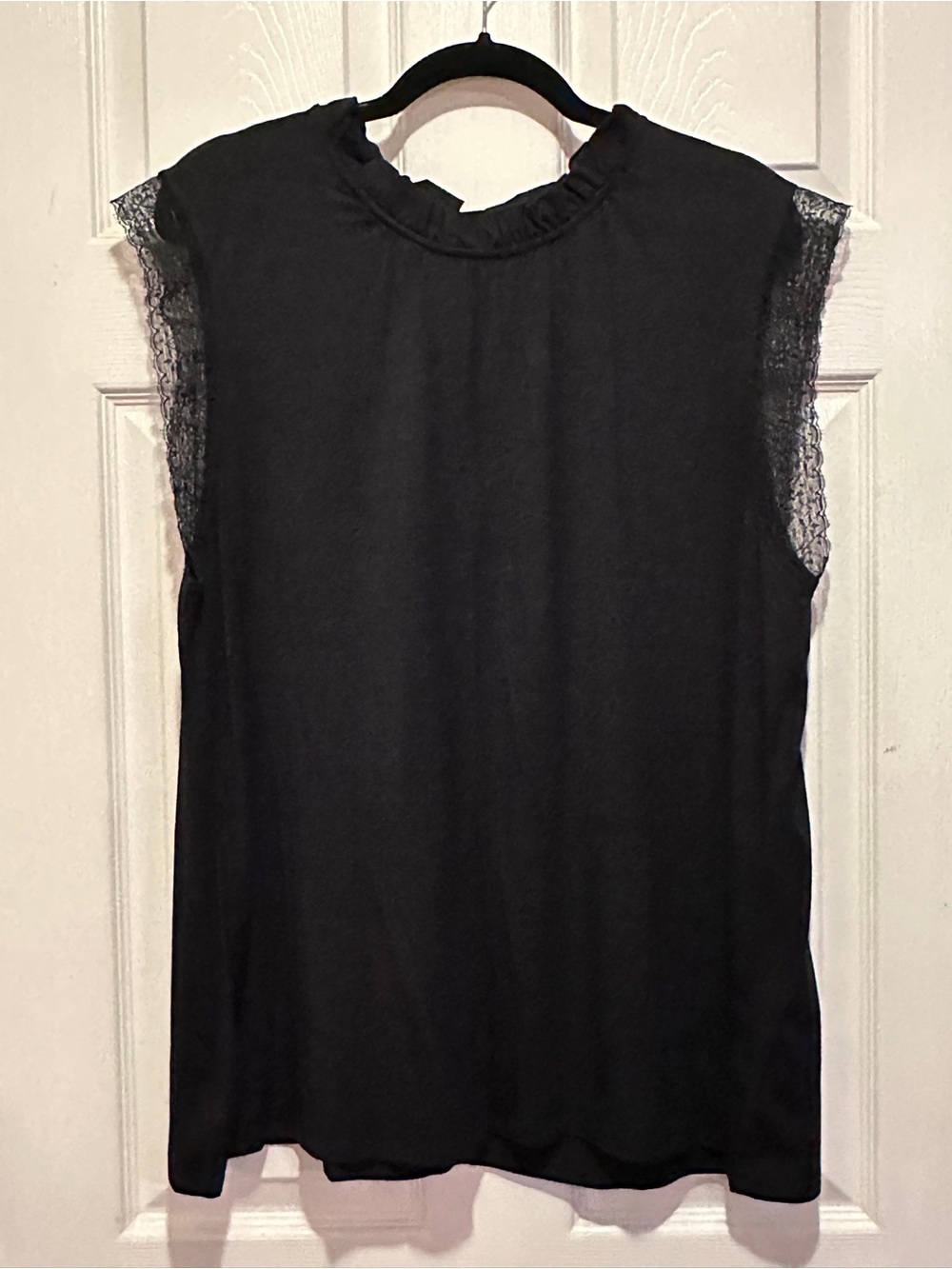 NWT Matilda Jane Good Hart Wyatt Top Black Lace Trim Mock Neck Blouse XL